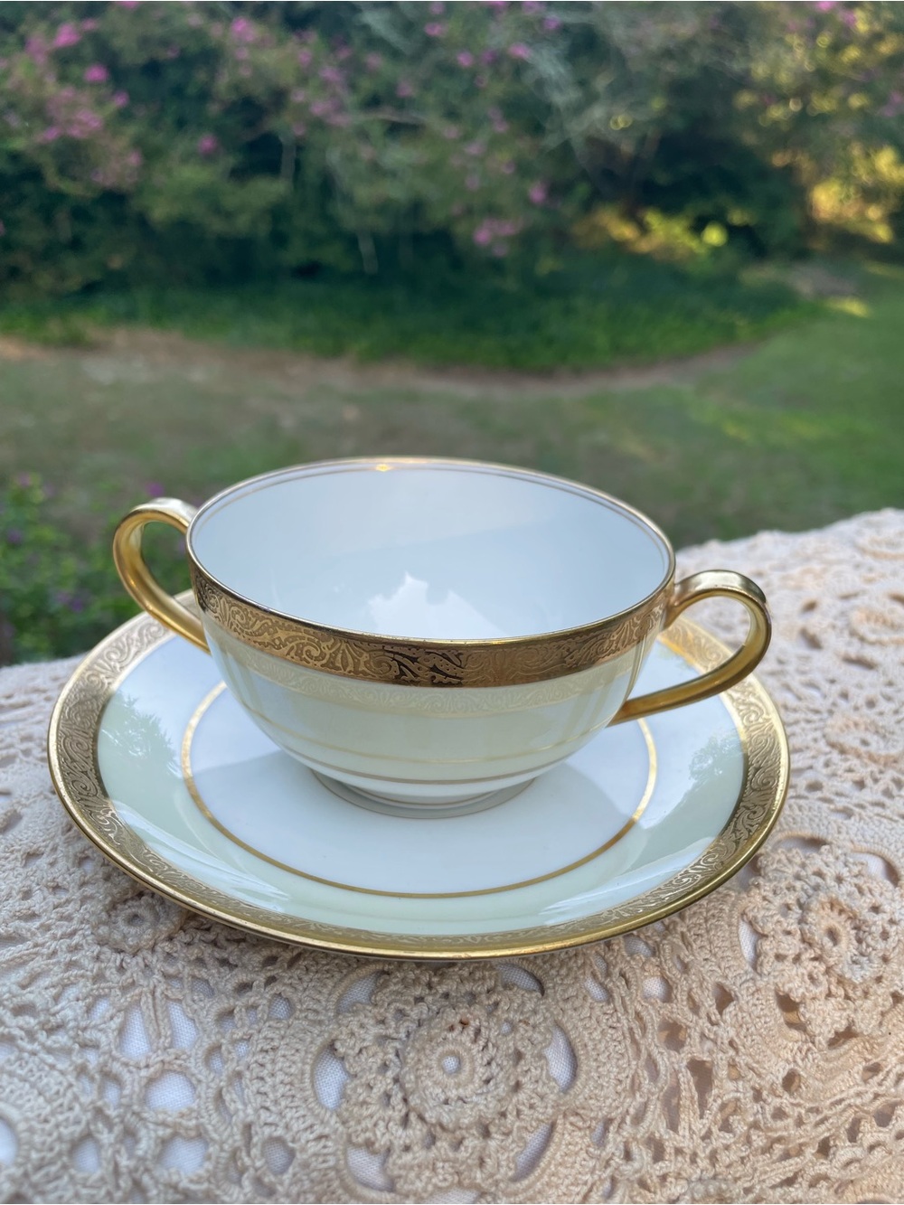 Theodore Haviland Limoges France two handled consommé cup and saucer